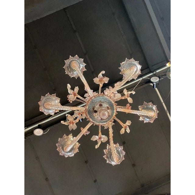 Glass Early 20th Century Venetian Lavender Chandelier With 6 Lights For Sale - Image 7 of 9