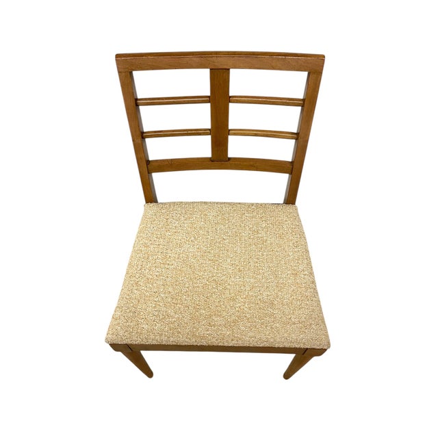 1970s Vintage Mid-Century Modern Dining Chair With Textured Upholstered Seat For Sale - Image 5 of 11