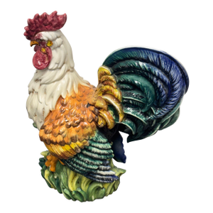 Glazed Ceramic Rooster Sculpture, Large