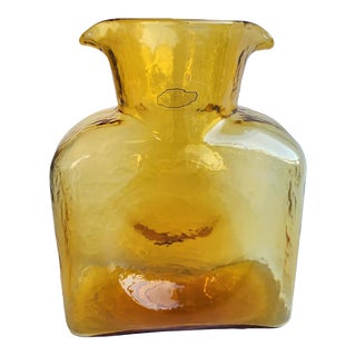 Blenko Glass Double Spout Water Carafe #384 in Amber For Sale