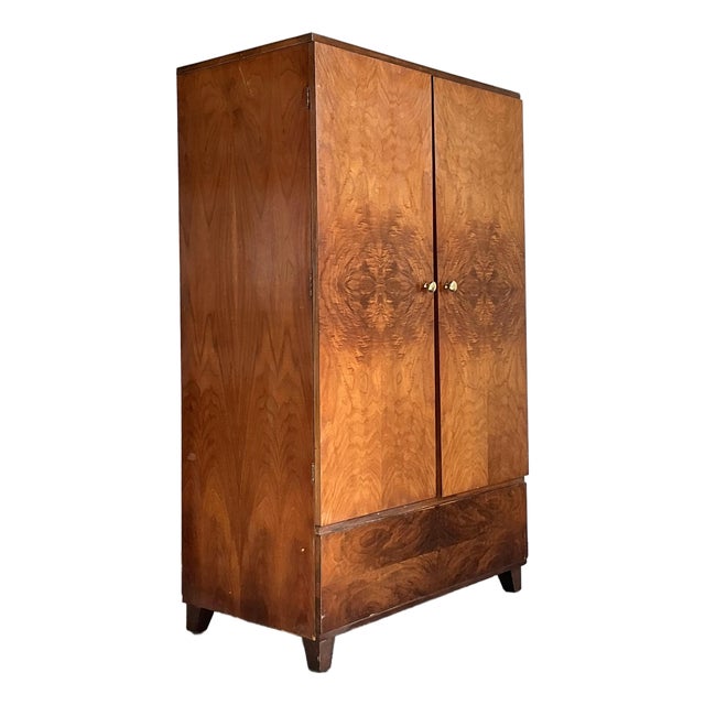 Vintage Burl Wood Armoire For Sale