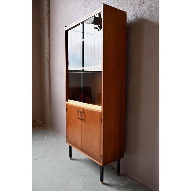 Metal Modernist Display Bookcase in Teak and Brass, 1960s For Sale - Image 7 of 18