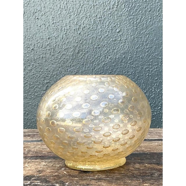 Vintage Gold Flecked Glass Bowl After Murano For Sale - Image 12 of 12