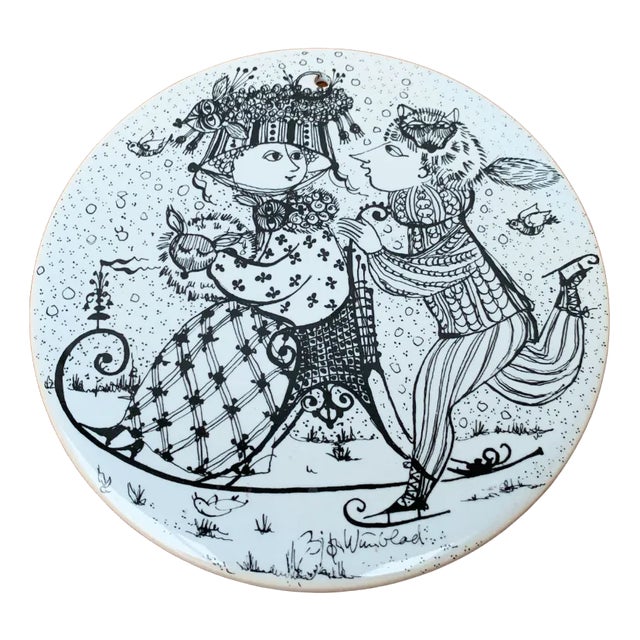 Mid-Century German White January Calendar Wall Plate Plaque by Bjørn Wiinblad for Rosenthal For Sale