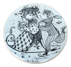Mid-Century German White January Calendar Wall Plate Plaque by Bjørn Wiinblad for Rosenthal
