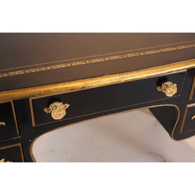 French Louis XV Black Ebonized Bureau Desk With Leather Top by Bodart For Sale In Philadelphia - Image 6 of 10