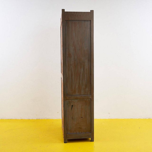 Brown Antique Rustic Wooden Wardrobe For Sale - Image 8 of 12