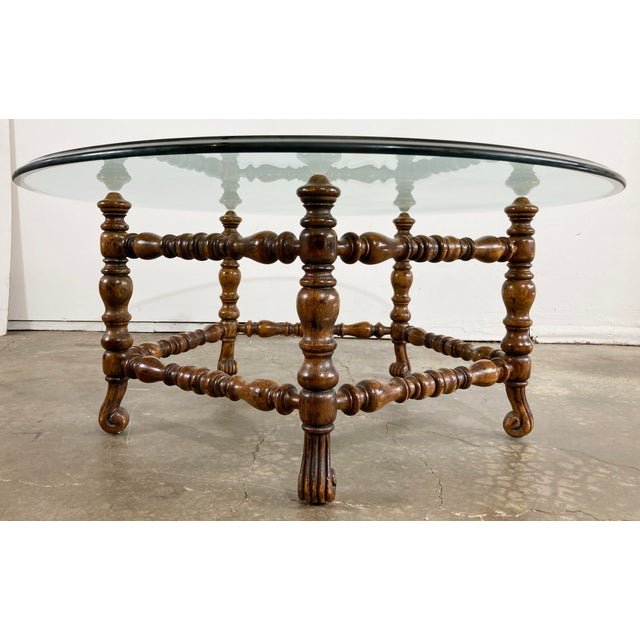 Vintage Baker Furniture Coffee Table W/ Round Beveled Glass Top Chairish