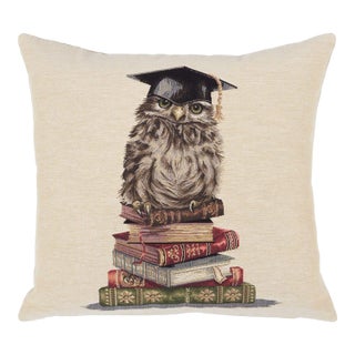 Library Owl Tapestry Cushion With Feather Filler - 46x46cm (18"x18") For Sale