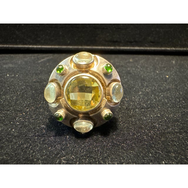 Metal Large Creative Artist Ring in Silver and Topaz, 1990s For Sale - Image 7 of 8
