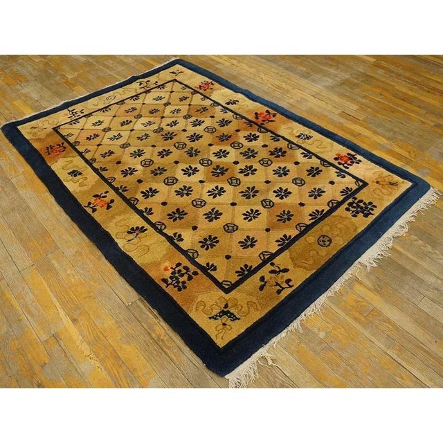Antique Chinese - Peking rug, Size: 4'3" x 6'0". Antique Peking Chinese Allover Geometric Beige 1900s Rug, Circa Date:...