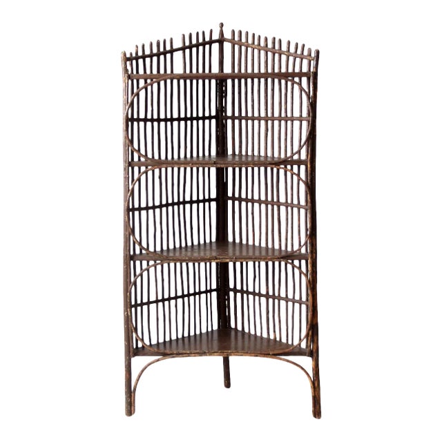 Antique Rustic Twig Corner Shelf For Sale