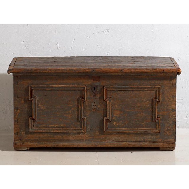 Antique Trunk with Pearl Gray Patina, 1900 For Sale - Image 13 of 16