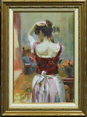 Pino "Isabella" on Canvas Hand Signed & Embellished W/ Custom Frame