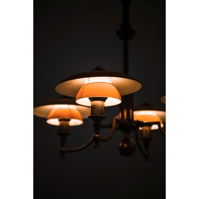 Metal Ceiling Lamp in Brass and Glass from Lyfa, 1930s For Sale - Image 7 of 12