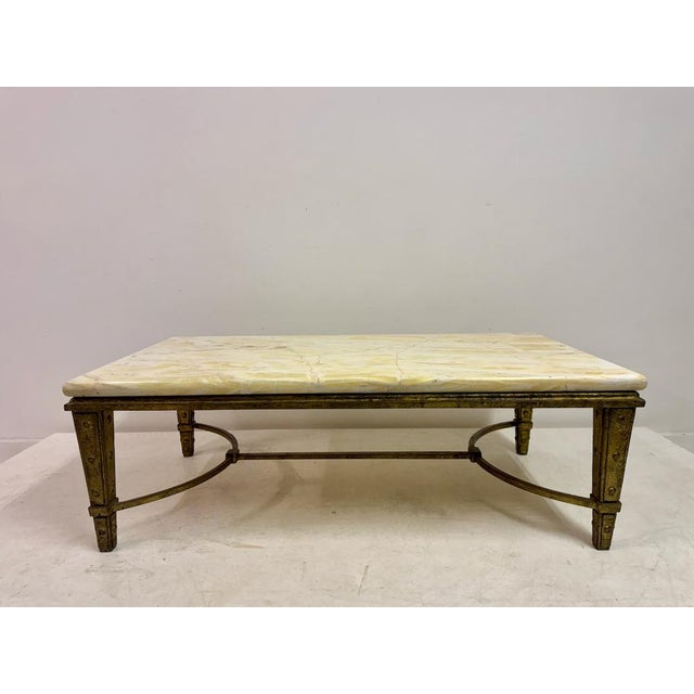 Mid-Century Modern French Gilded Iron and Onyx Coffee Table, 1960s For Sale - Image 4 of 18