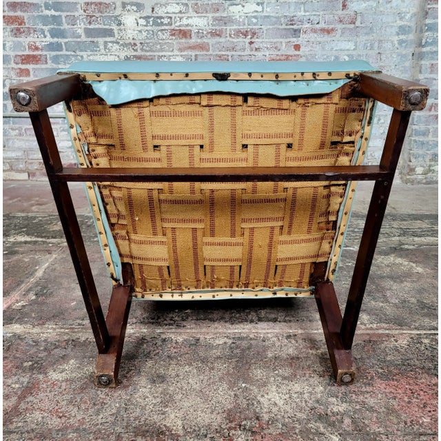 18th Century Teal Leather Upholstered Wing Chair-George III For Sale - Image 12 of 13