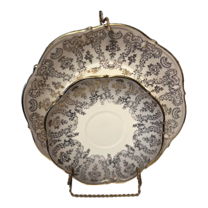 Vintage Fine Porcelain Saucer & Dessert Plate With Stand