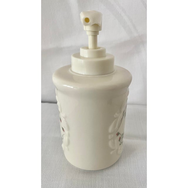 Shabby Chic Late 20th Century Lenox Rose Manor Porcelain Soap/Lotion Dispenser Pump Bottle Excellent Condition. For Sale - Image 3 of 10