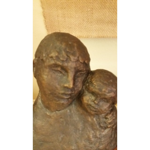 Mid-Century Modern 1968 Signed Bronze Mother & Child Sculpture For Sale - Image 3 of 8