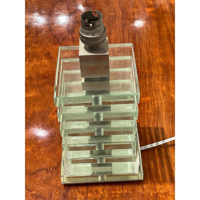 Modernist Art Deco Glass and Nickel Table Lamps from Maison Desny, France, 1930s, Set of 2 For Sale - Image 11 of 16