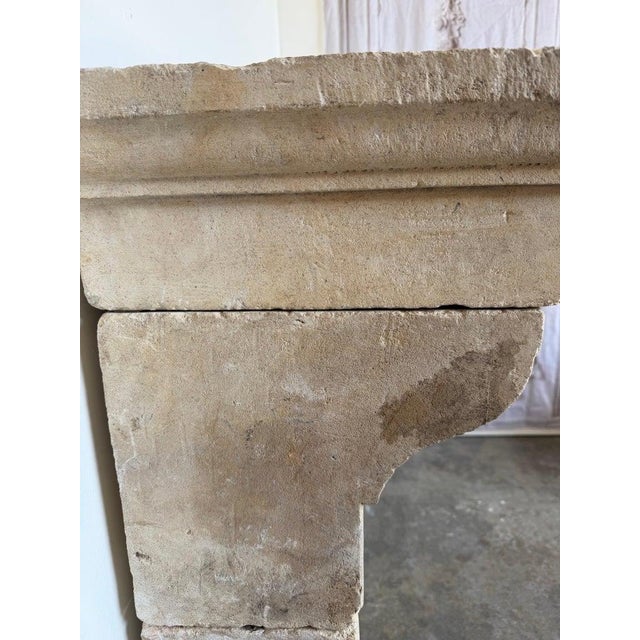 Petite 18th Century French Limestone Fireplace Mantel With Scrolled Corbels For Sale - Image 14 of 17