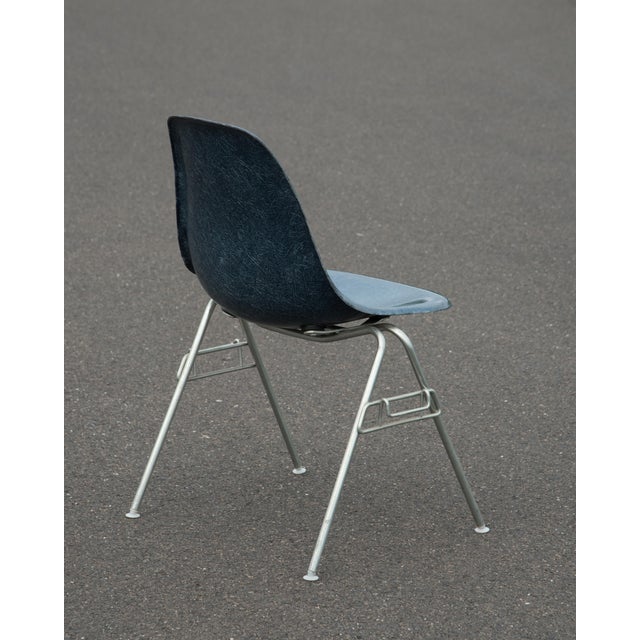 Charles & Ray Eames Navy Blue Fiberglass Stacking Chair Chairish