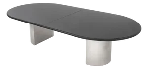 Marble Top Chrome Twin Pedestal Dining Table