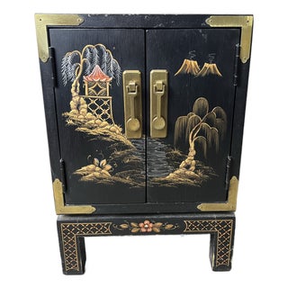 Vintage Habersham Chinoiserie Cabinet Side Table Brass For Sale