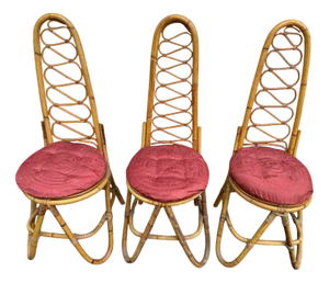 Bamboo and Rattan Chairs attributed to Dirk Van Sliedregt for Rohe Noordwolde, 1960s, Set of 3