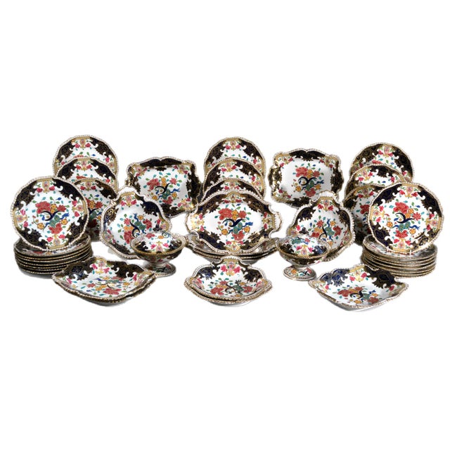 Rose Coalport Porcelain Regency Chinoiserie Dessert Service, John Rose & Co., 58 Pieces For Sale - Image 8 of 17
