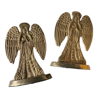 Solid Brass Angel Candlestick Holders - a Pair For Sale