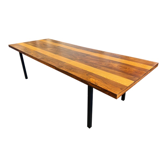 1970s Mid Century Modern Multi-Wood Dining Table Designed by Milo Baughman for Directional Furniture’s Gallery One Line For Sale