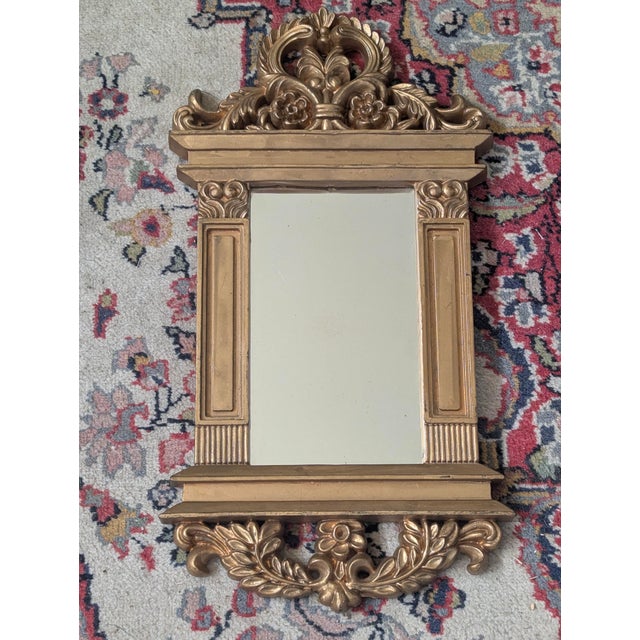 Vintage Small Ornate Gold Wall Mirror For Sale In Charlotte - Image 6 of 9