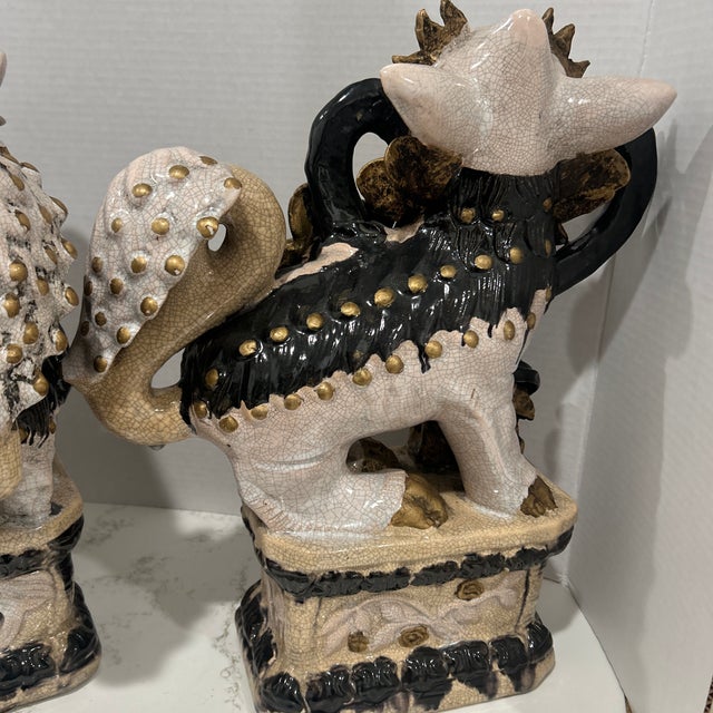 Beige 1980s Foo Dog Statues For Sale - Image 8 of 12