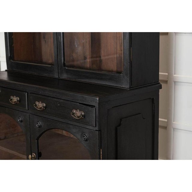 Antique English Ebonised Mahogany Glazed Bookcase, 1880 For Sale - Image 12 of 17