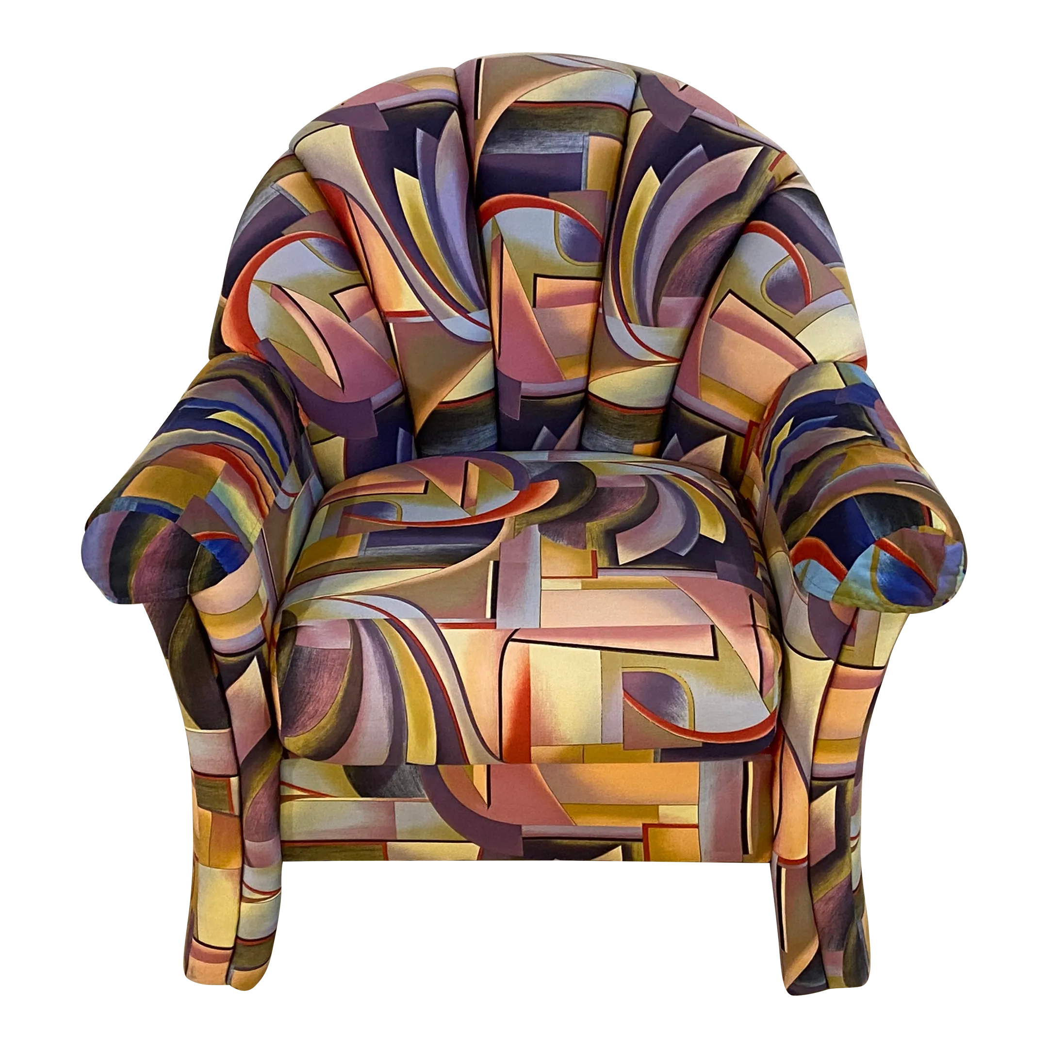椅子 vintage 90's Postmodern Chair 1990s Postmodern Multi Composed Clam Shell Barrel Chair