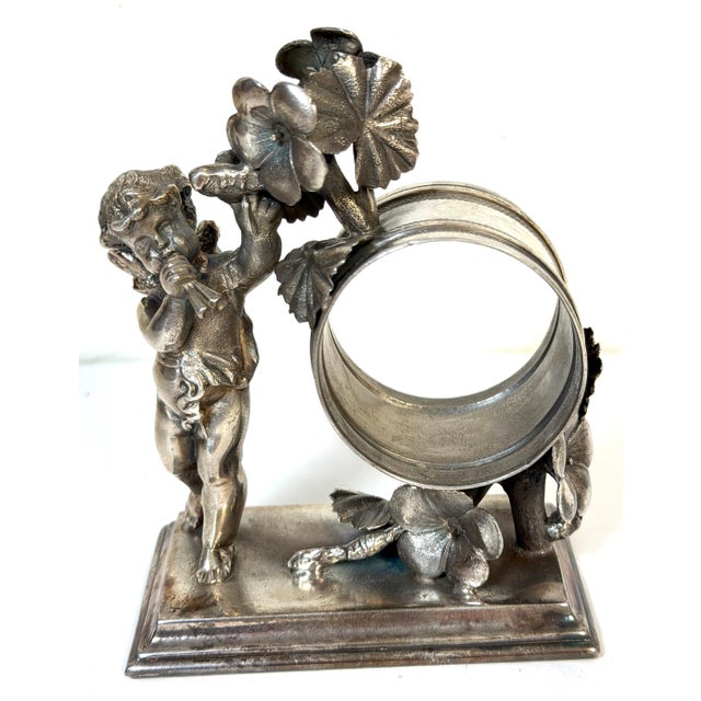 Victorian Figural Silver- Plated Cherub Napkin Ring by Simpson, Hall & Miller For Sale - Image 4 of 10