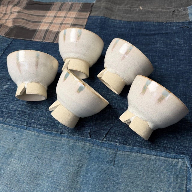 Blue Japanese Kumidashi Tea Cups with Tomobako, 1970s, Set of 5 For Sale - Image 8 of 18