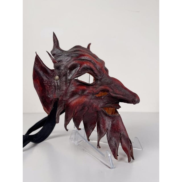 Gold Vintage Venetian Style Handcrafted Leather Mythological Satyr Mask, Italy, 1970s For Sale - Image 8 of 18
