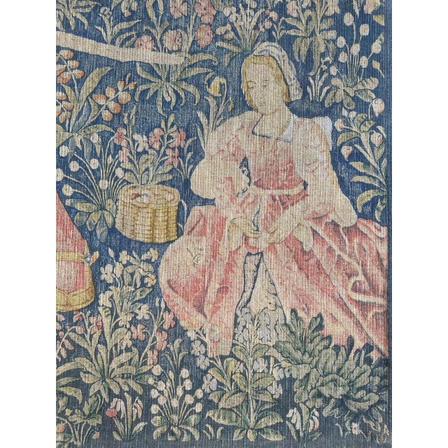Vintage French Hand-Printed Medieval Design Noble Amazon Tapestry, 1960s For Sale - Image 10 of 18