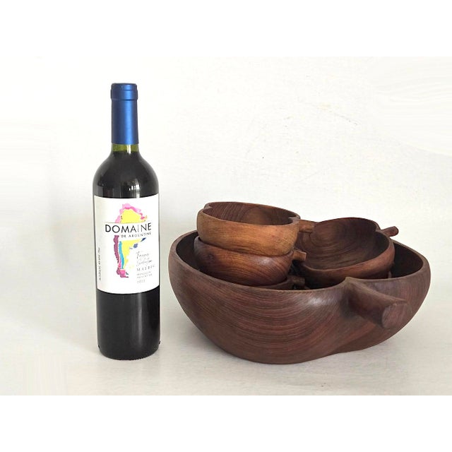 Wood Mid 20th Century Teak Wood Apple Shaped Salad Bowls, 6 Pieces For Sale - Image 7 of 10