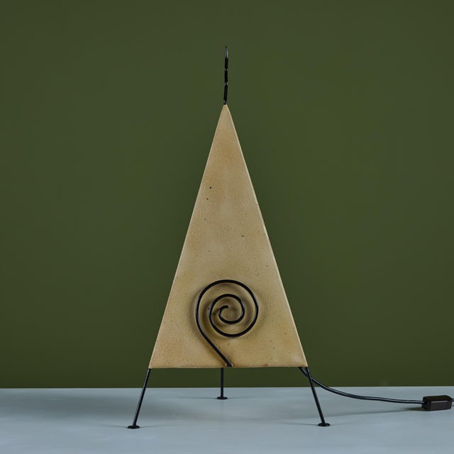 Late 20th Century Postmodern Pyramid Paper Shade Table Lamp For Sale - Image 10 of 14