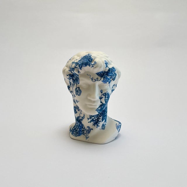 Blue Original Toile Porcelain David Vase by Brock DeBoer For Sale - Image 8 of 9