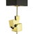 Pyrite floor lamp with brass structure and ceramic geometric element, inclusive of shade. European Plug (up to 250V).