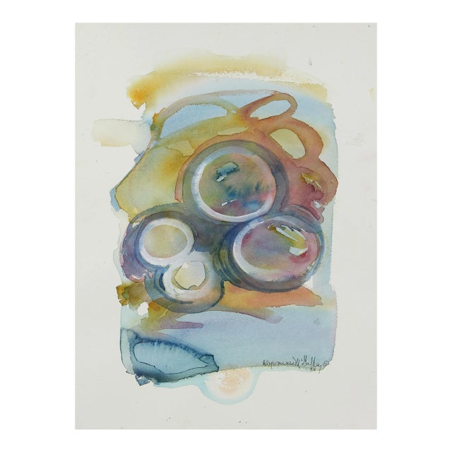 Loose Orbicular Abstract 20th Century Watercolor For Sale