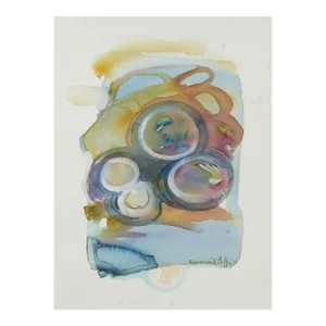 Loose Orbicular Abstract 20th Century Watercolor
