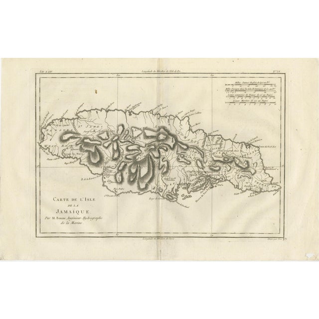 Antique Jamaica Island Map by Rigobert Bonne, 1780s For Sale