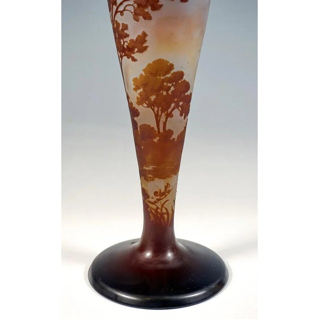 Brown Art Nouveau Cameo Vase with Seascape Decor from Émile Gallé, France, 1904, 1890s For Sale - Image 8 of 11