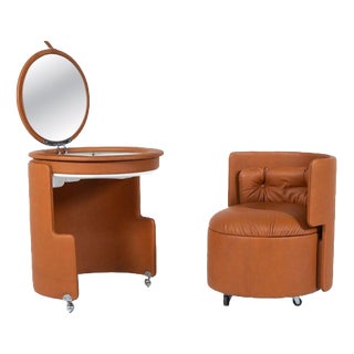 Dilly Daily Vanity in Brown Leather attributed to Luigi Massoni for Poltrona Frau, 1968 For Sale